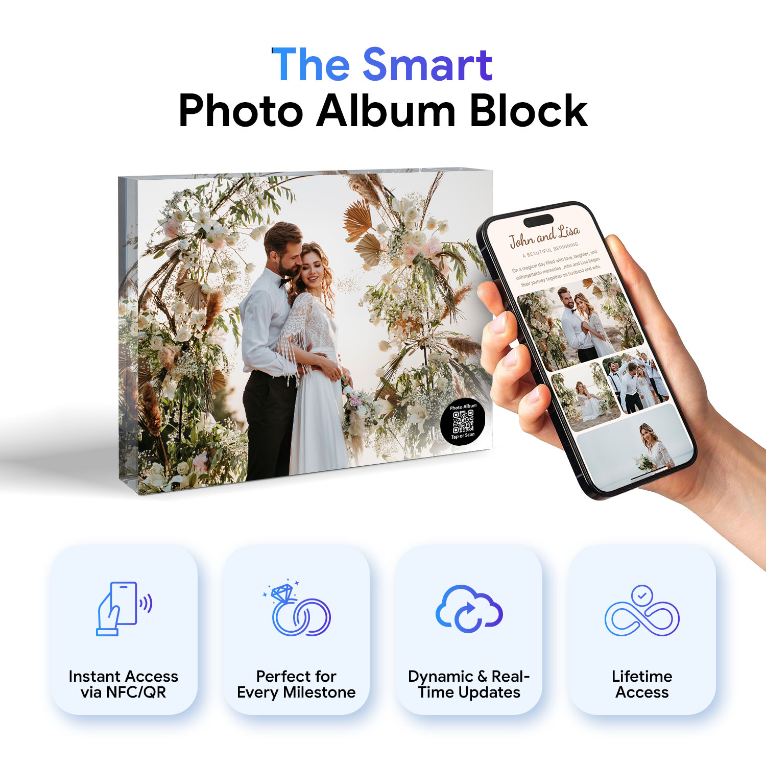 Acrylic Photo Block with NFC & QR (Hover)