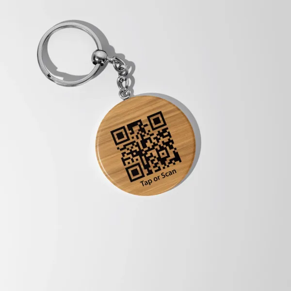 QR and NFC Wooden Keychain