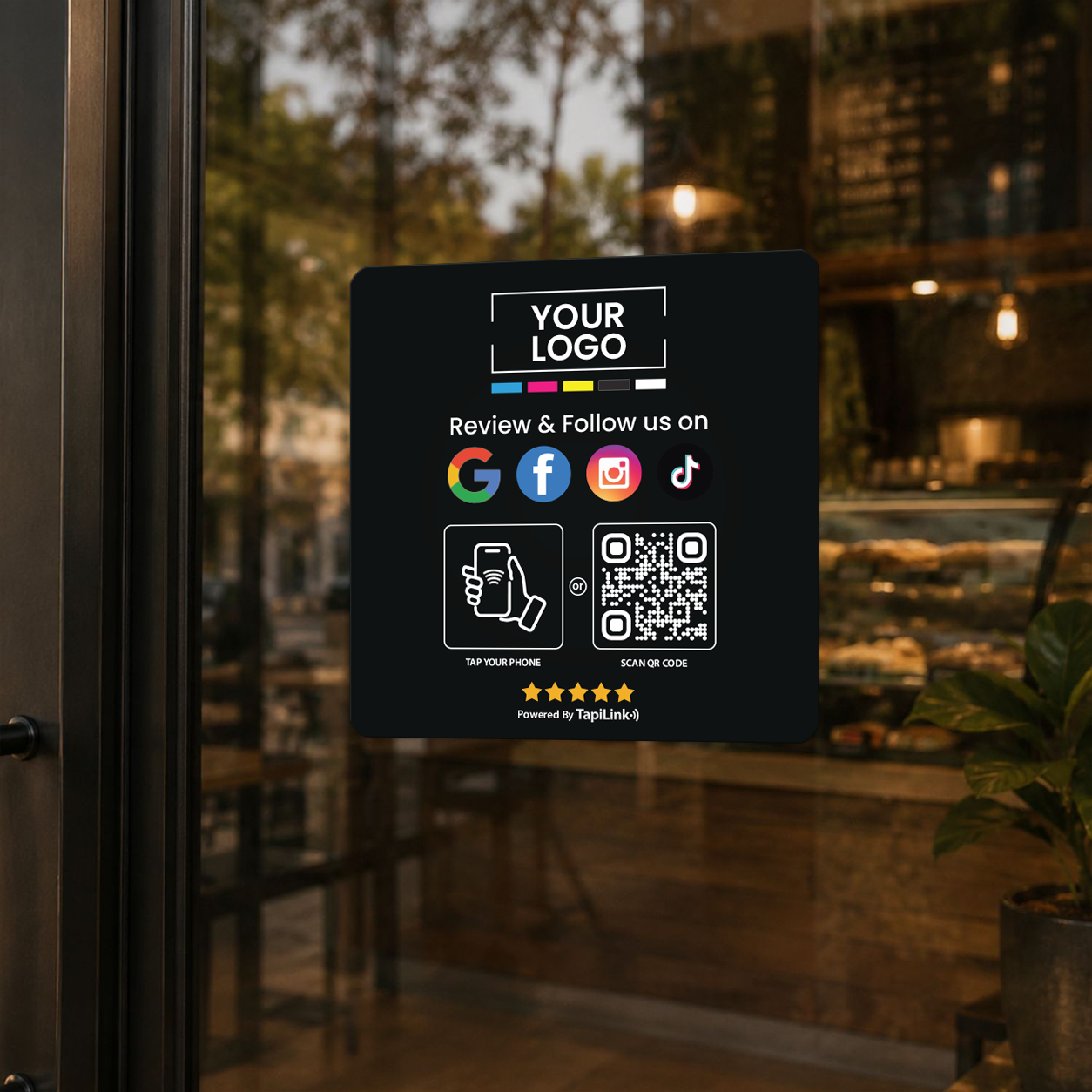 TapiLink 100mm x 100mm NFC Square Glass Sticker (Multi-Link)