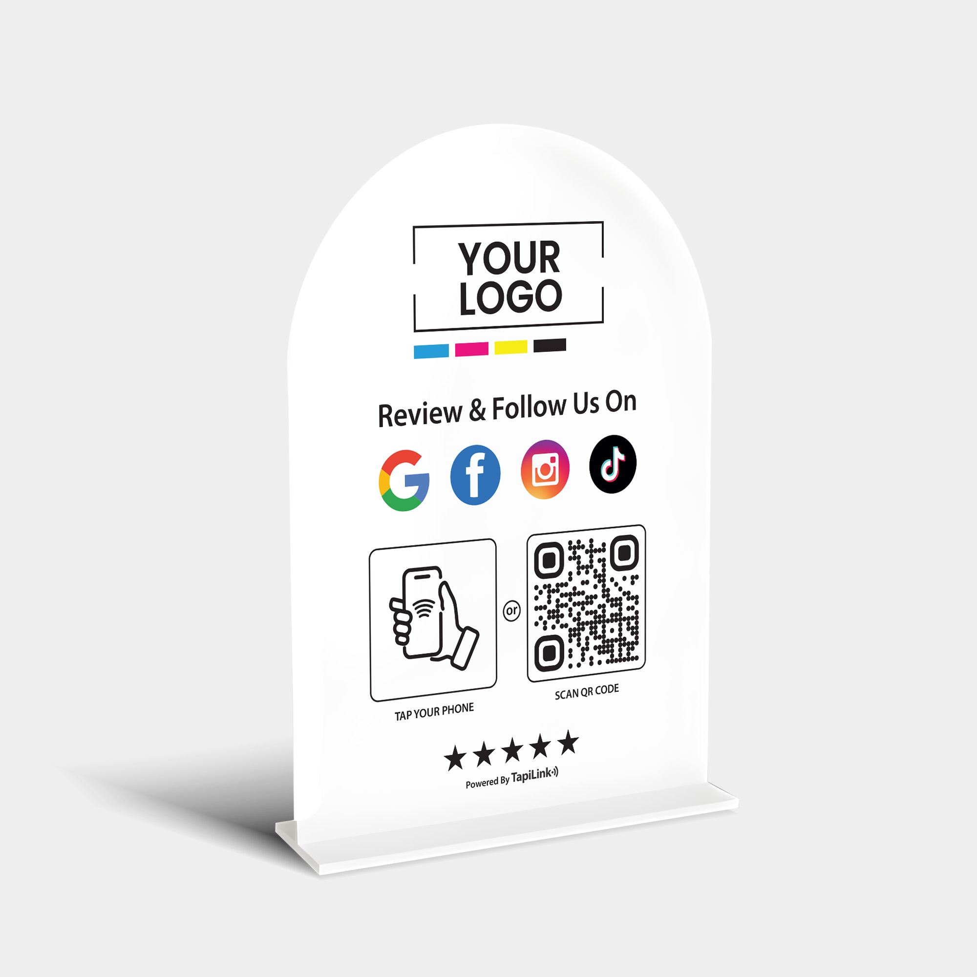 Fully Customised Acrylic A5 Multi-Link Stand | NFC & QR Code
