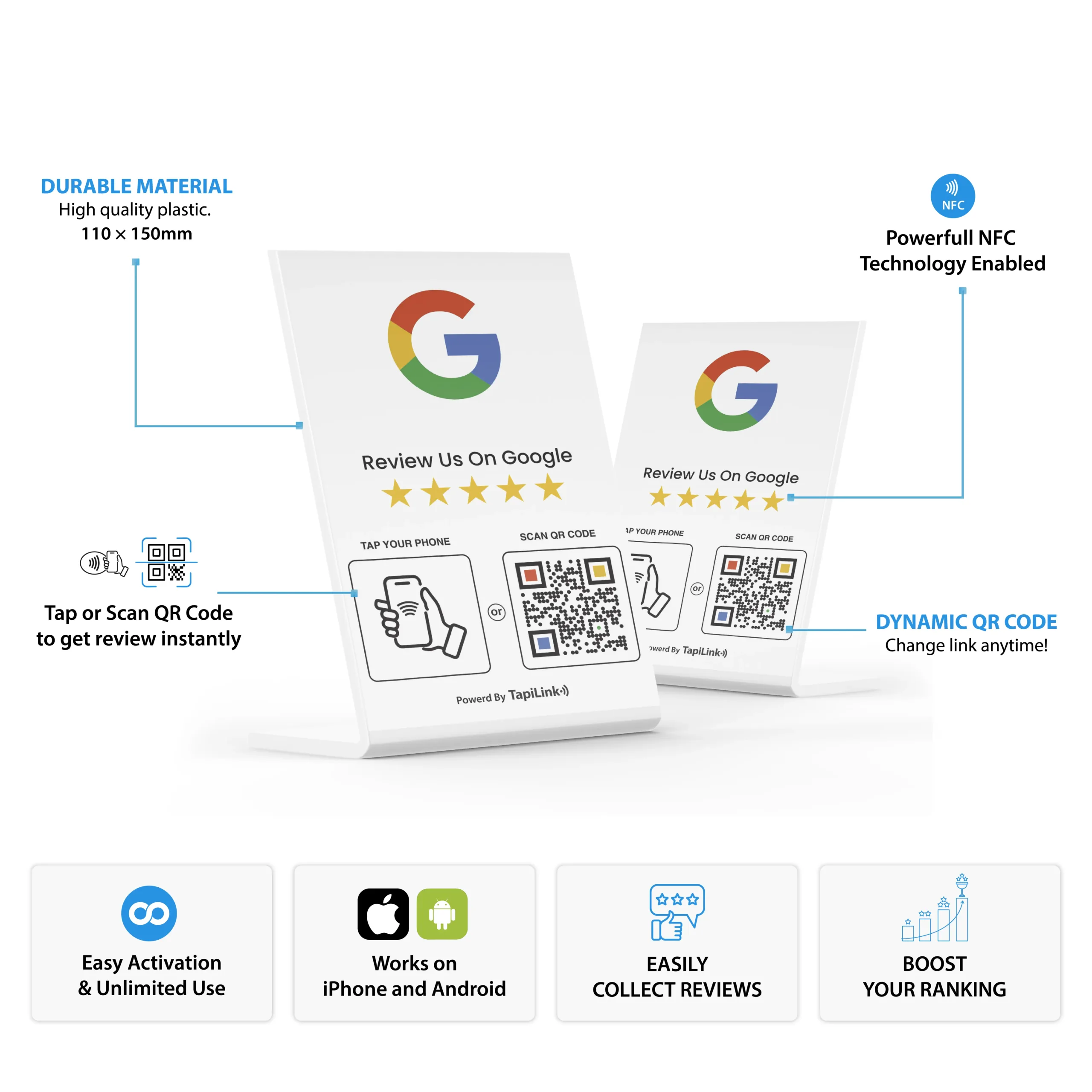 QR and NFC Black Google Review Stand - Media 6