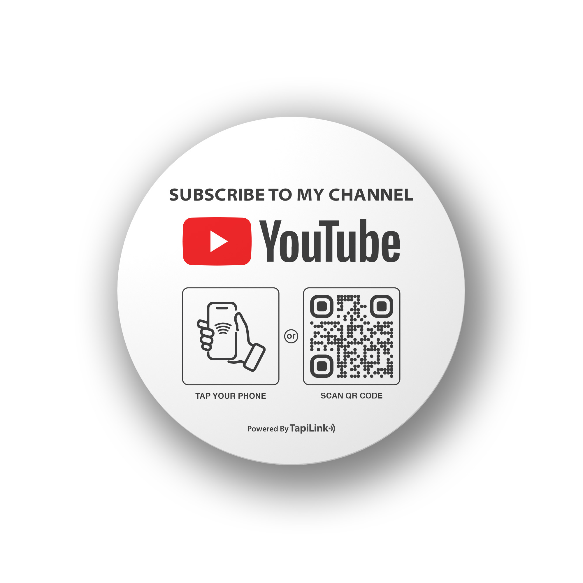 QR and NFC YouTube subscribers round tag