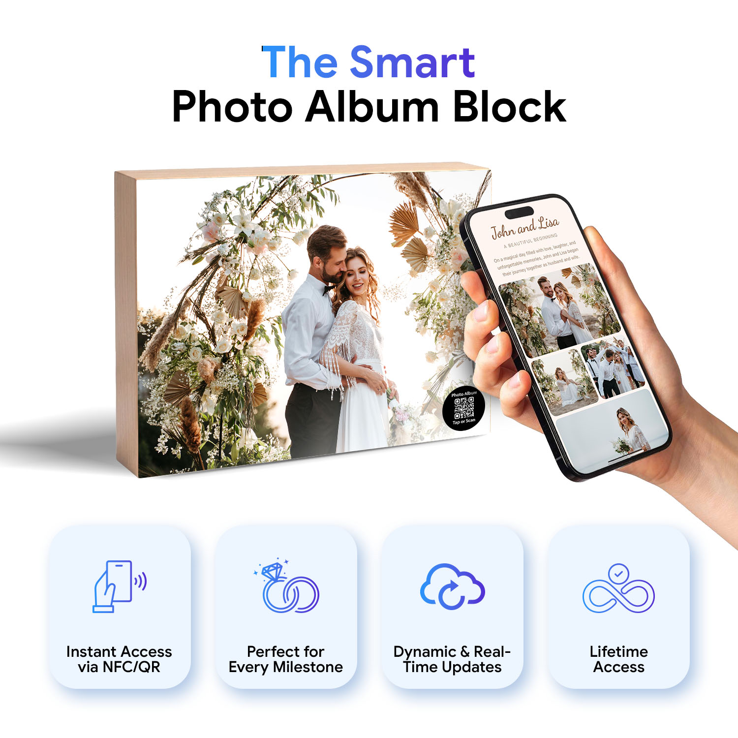 Smart NFC Wooden Photo Block (Hover)