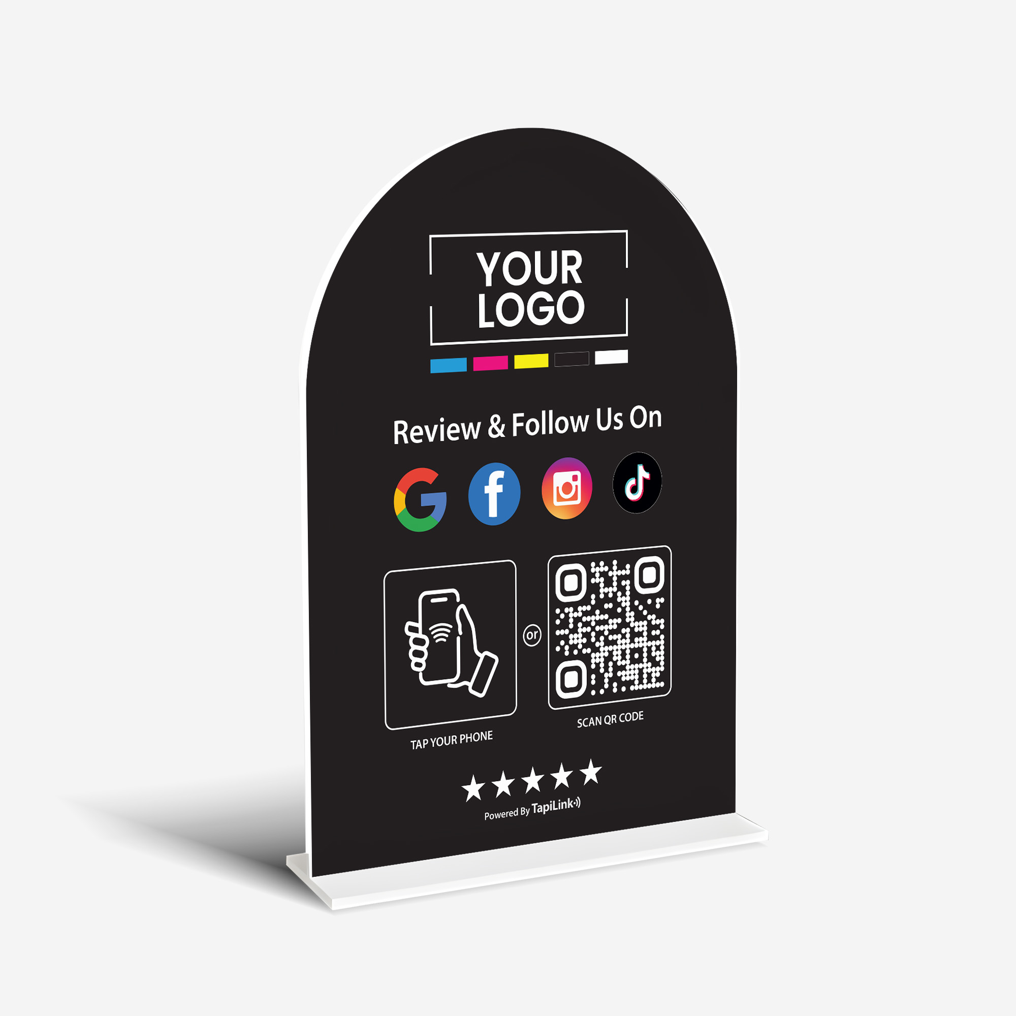 Fully Customised Acrylic A5 Multi-Link Stand | NFC & QR Code