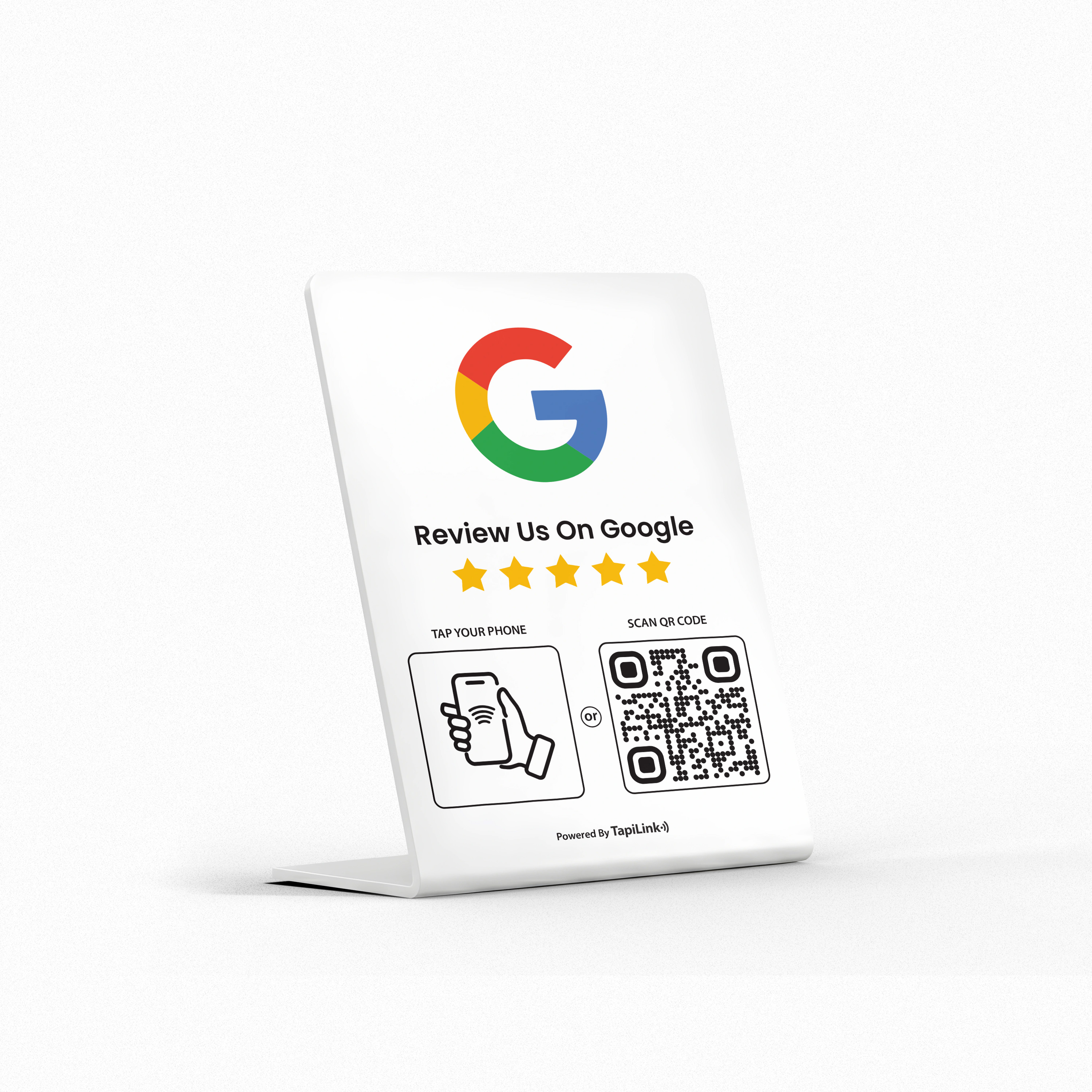 QR and NFC Google Review Stand White