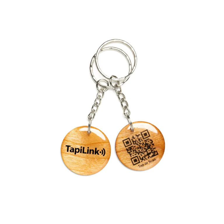 QR and NFC Wooden Keychain