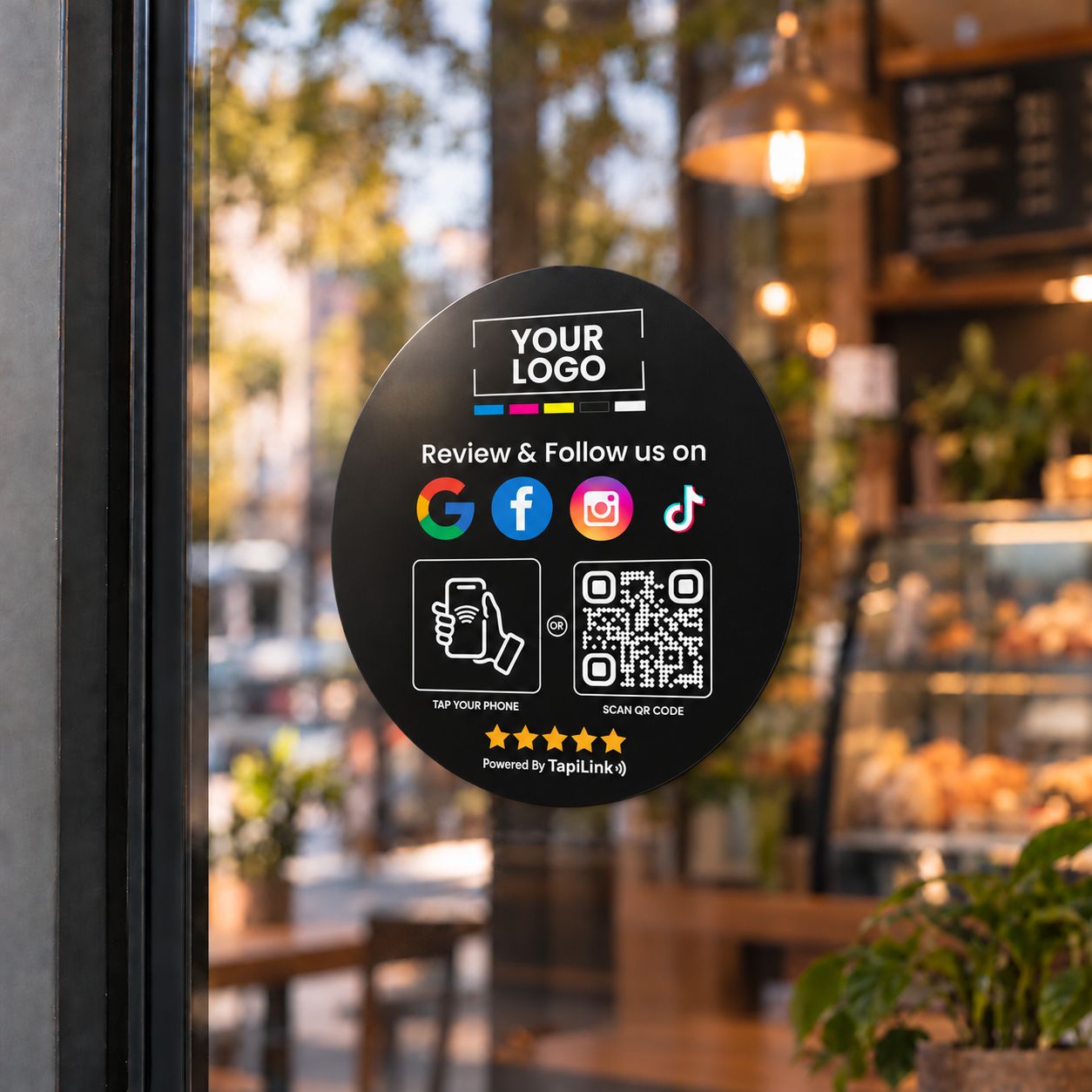 TapiLink 120mm Rounded NFC Review Glass Sticker (Multi-Link)
